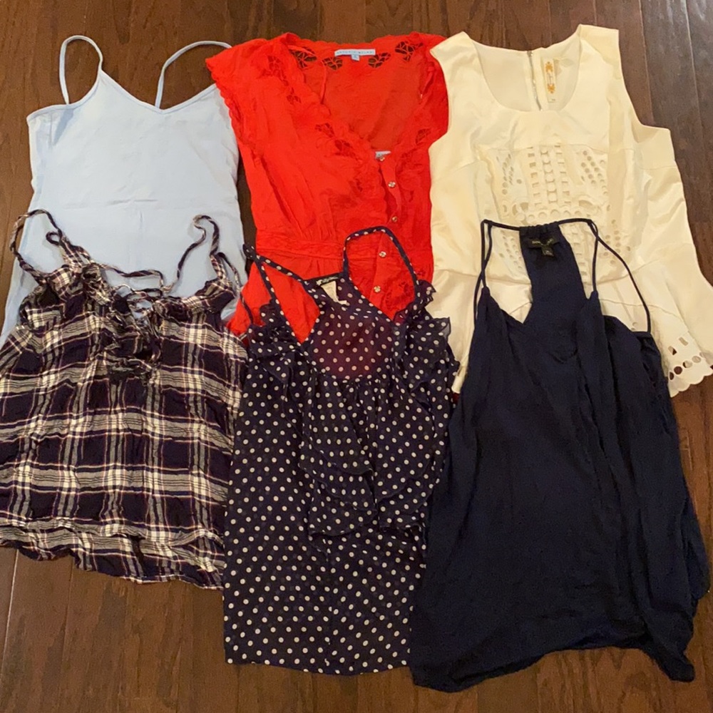 Bundle of 6 tops red white and blue